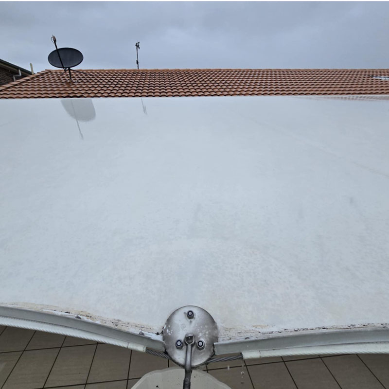Shade Sail Cleaning White Front Shade Sail After
