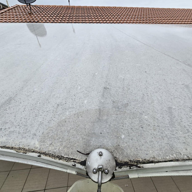 Shade Sail Cleaning White Front Shade Sail Before